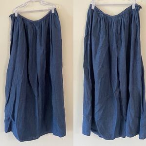 Eddie Bauer 100% Linen Maxi Skirt Prairie Modest Lagenlook Style Flowy